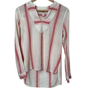 Old Navy Womens Linen Blend Shirt Size S Striped Summer Casual